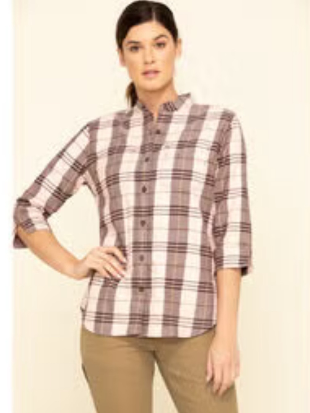 Carhartt Mauve and White Plaid Button-Down Shirt